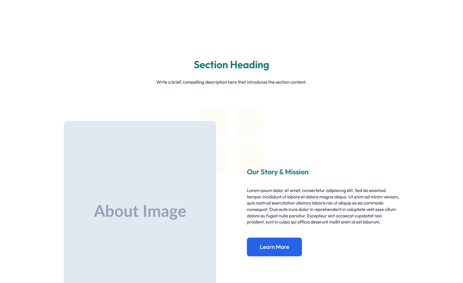 Split About with Text and CTA Left and Image Right - Elementor component