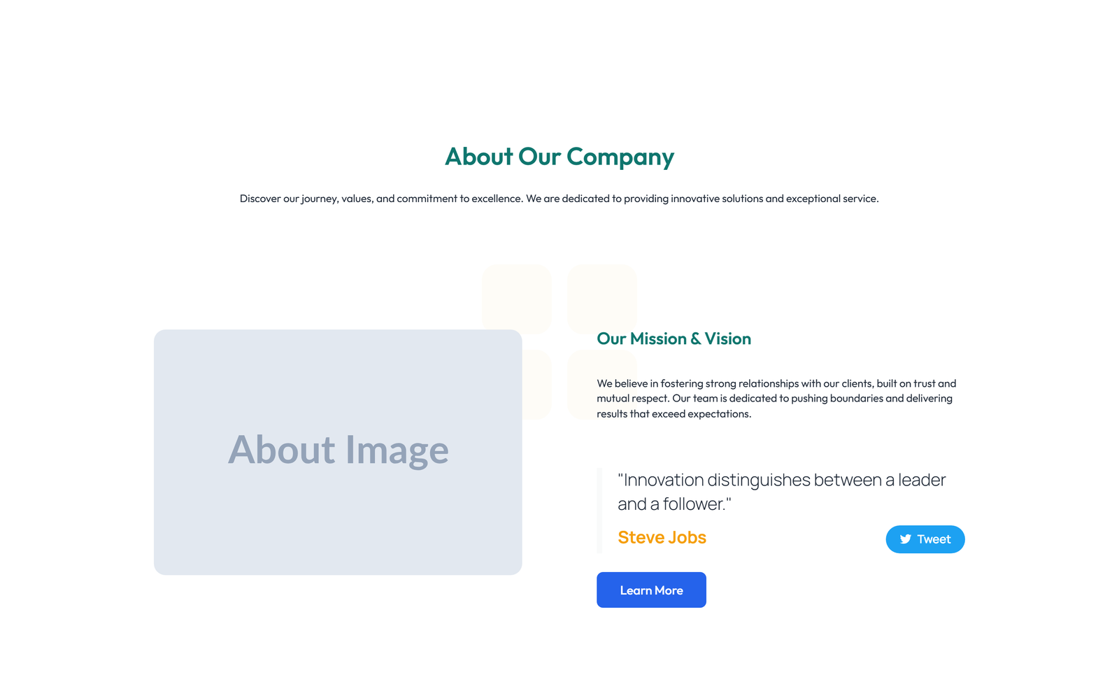 Centered About with Image, Counter Stats Row 3 - Elementor component