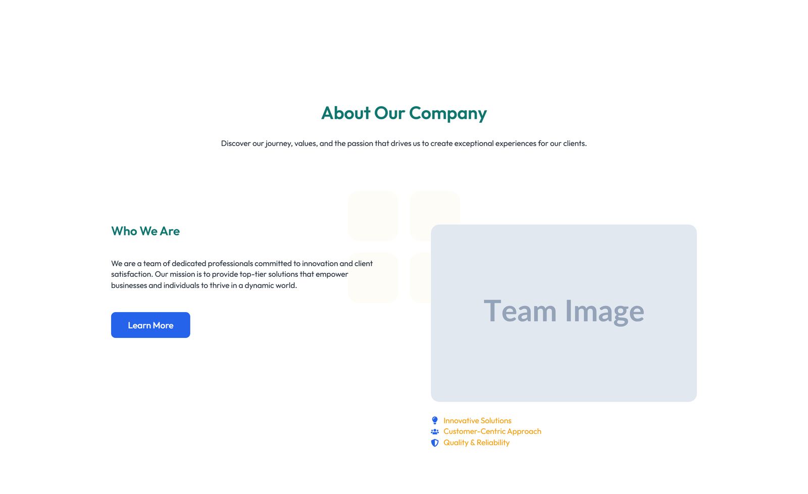 Centered About with Image, Counter Stats Row 13 - Elementor component