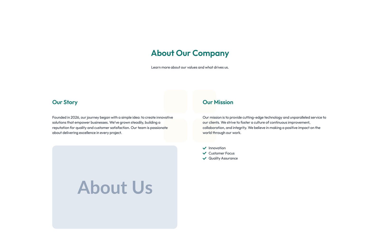 Centered About with Image, Counter Stats Row 19 - Elementor component