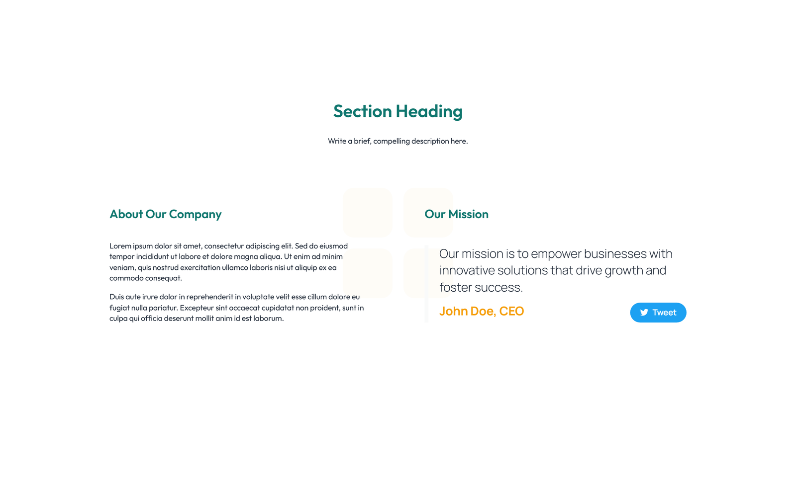 Centered About with Image, Counter Stats Row 21 - Elementor component