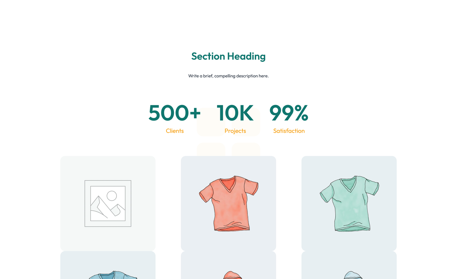 Centered About with Image, Counter Stats Row 23 - Elementor component