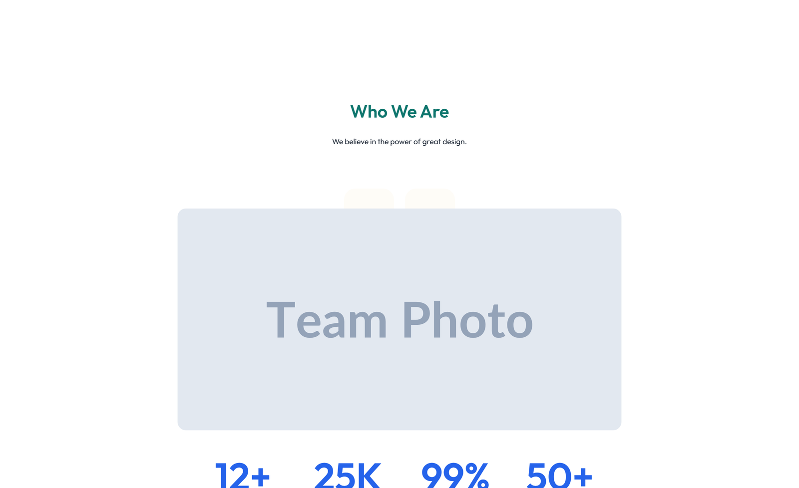 Centered About with Image, Counter Stats Row 34 - Elementor component