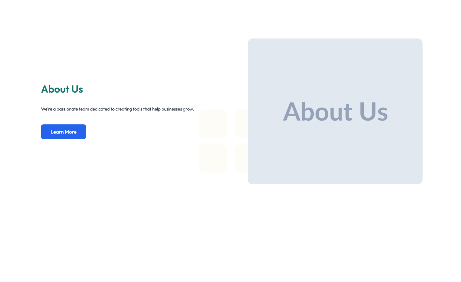 Screenshot of Split About with Text and CTA Left and Image Right 55 - Elementor About Sections component