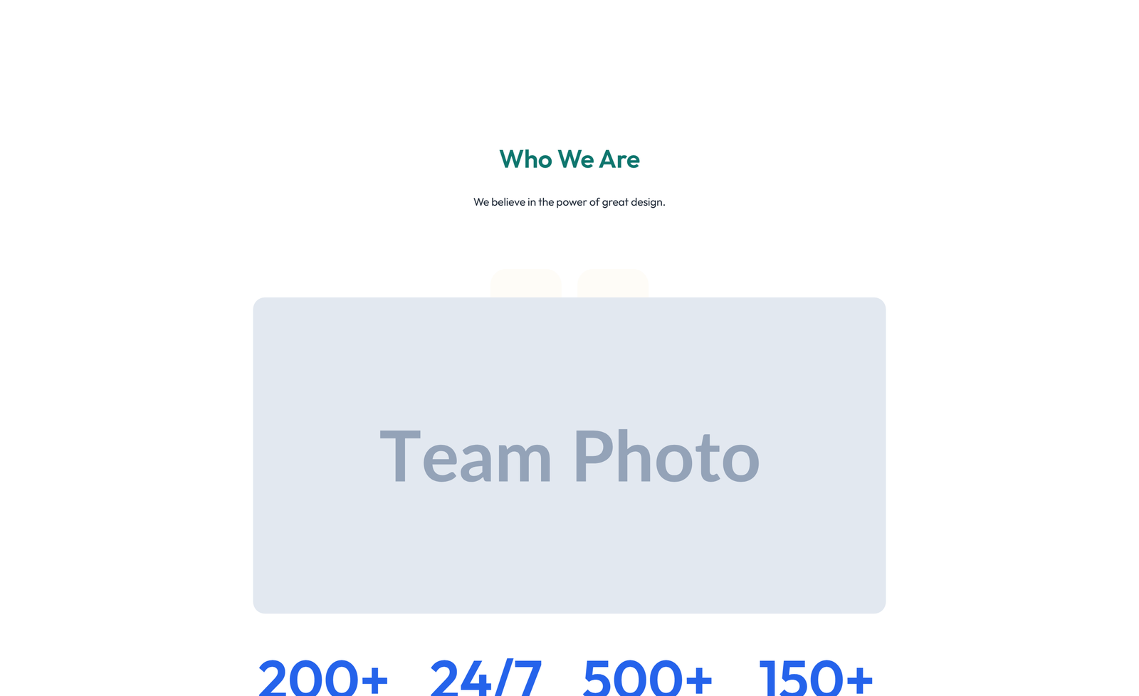 Centered About with Image, Counter Stats Row 63 - Elementor component