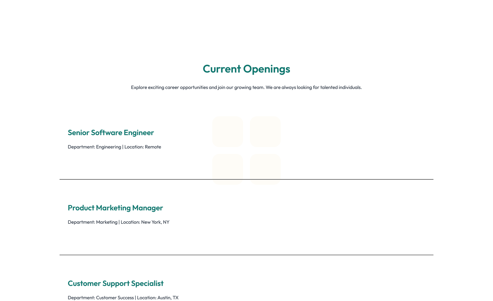 Screenshot of Careers Layout Style 1 5 - Elementor Careers / Jobs component