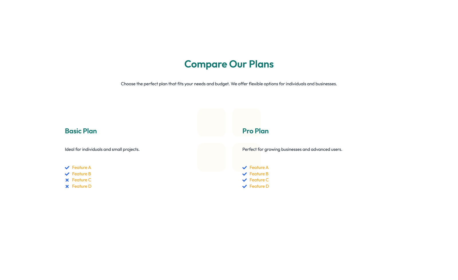 Screenshot of Comparison Layout Style 5 - Elementor Comparison Tables component