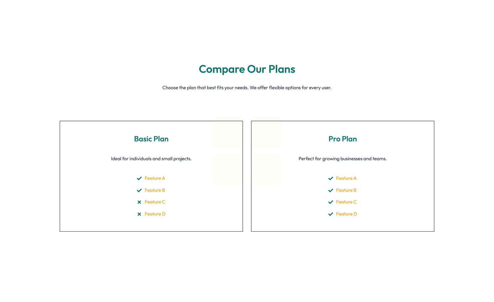 Screenshot of Comparison Layout Style 6 - Elementor Comparison Tables component
