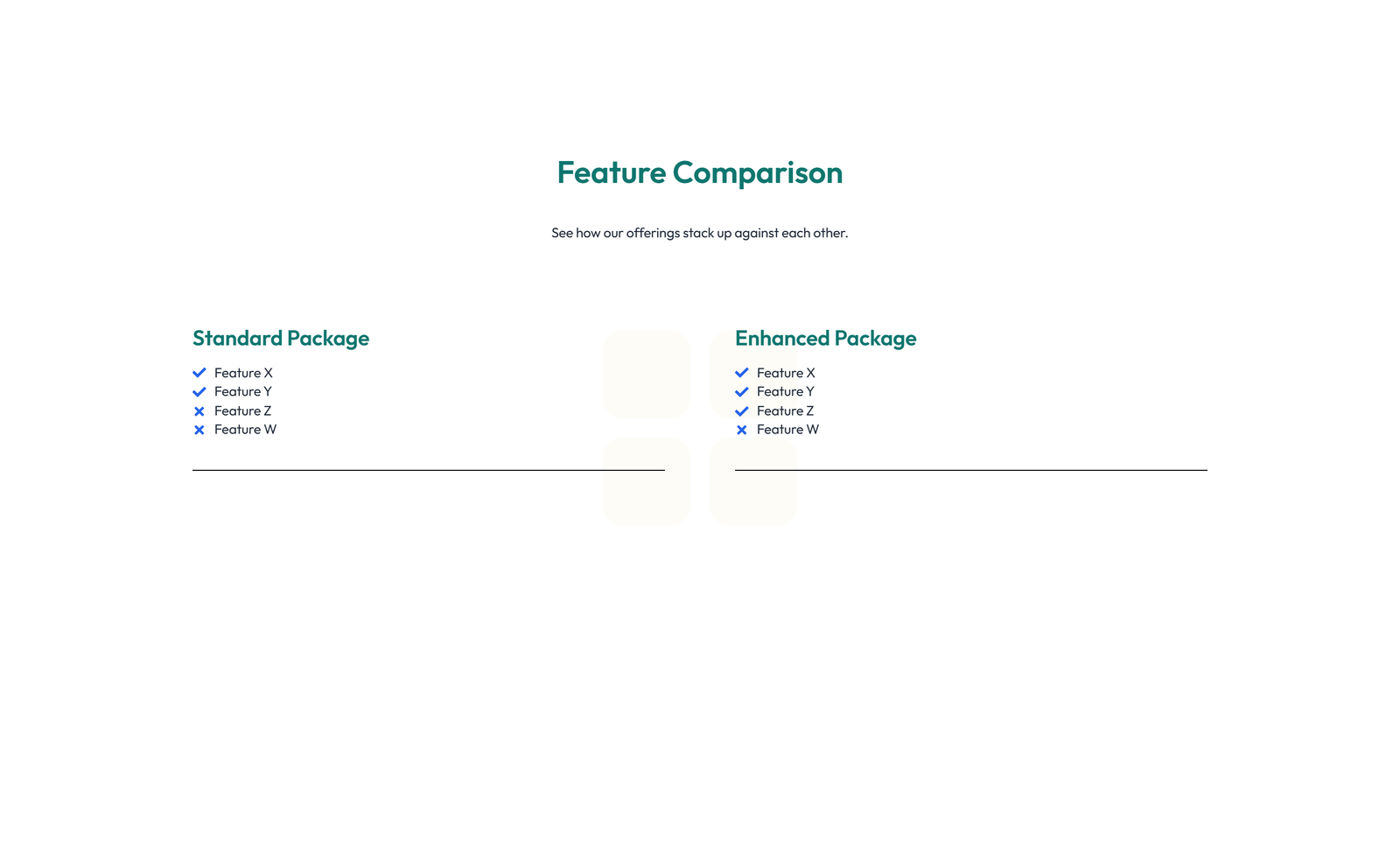 Screenshot of Comparison Layout Style 4 3 - Elementor Comparison Tables component
