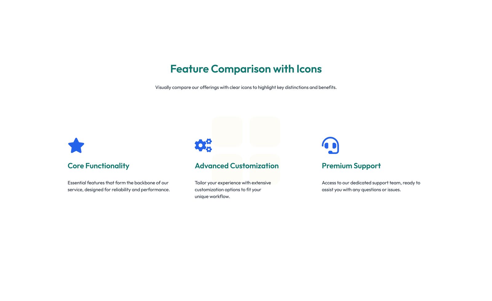 Screenshot of Comparison Layout Style 3 5 - Elementor Comparison Tables component