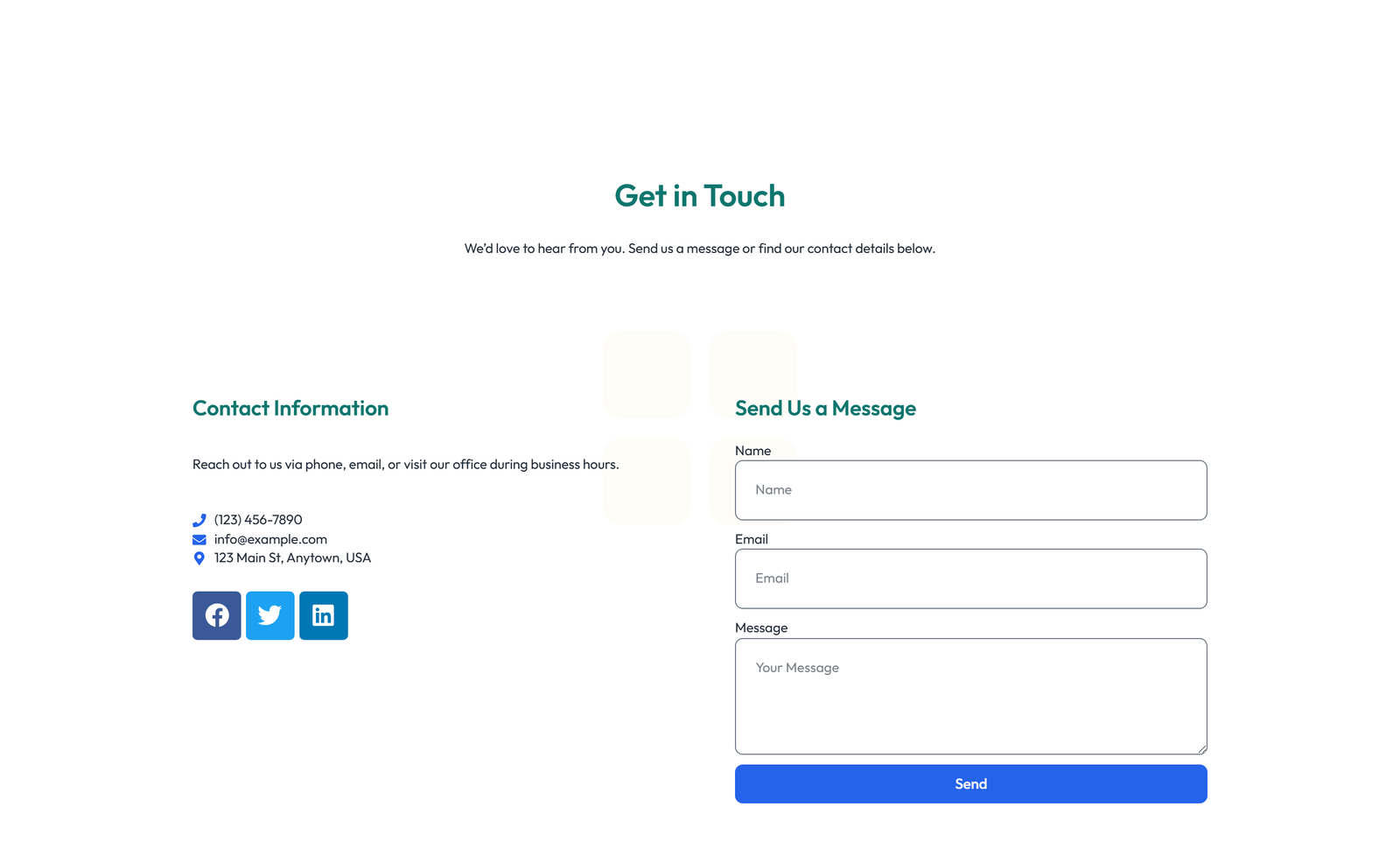 Screenshot of Split Contact with Info Left and Image Right 14 - Elementor Contact Sections component