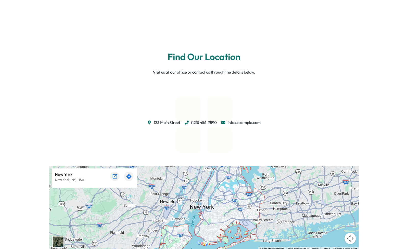Split Contact with Info and Social Left and Map Right 16 - Elementor component