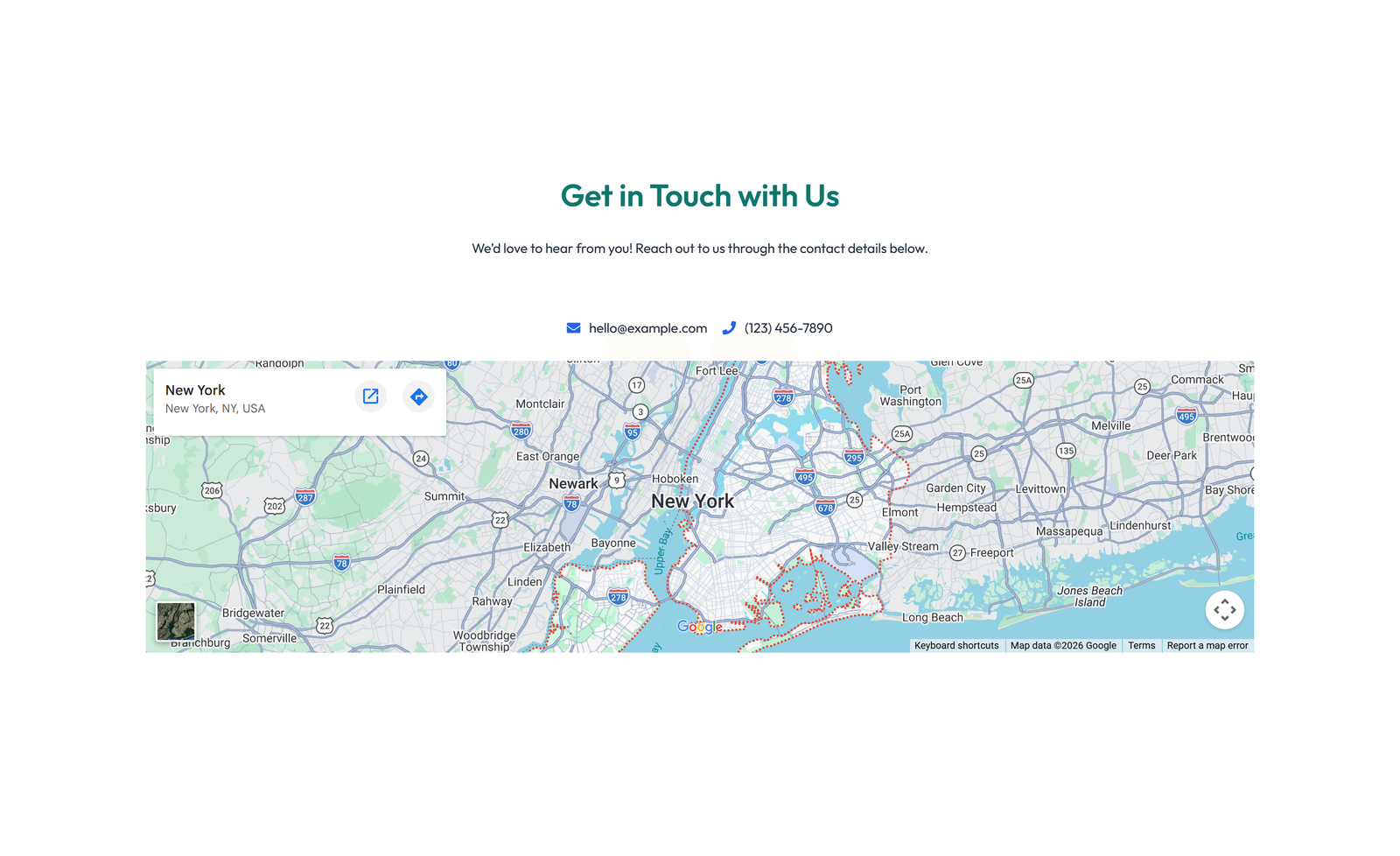 Centered Contact with Form, Info Below 18 - Elementor component