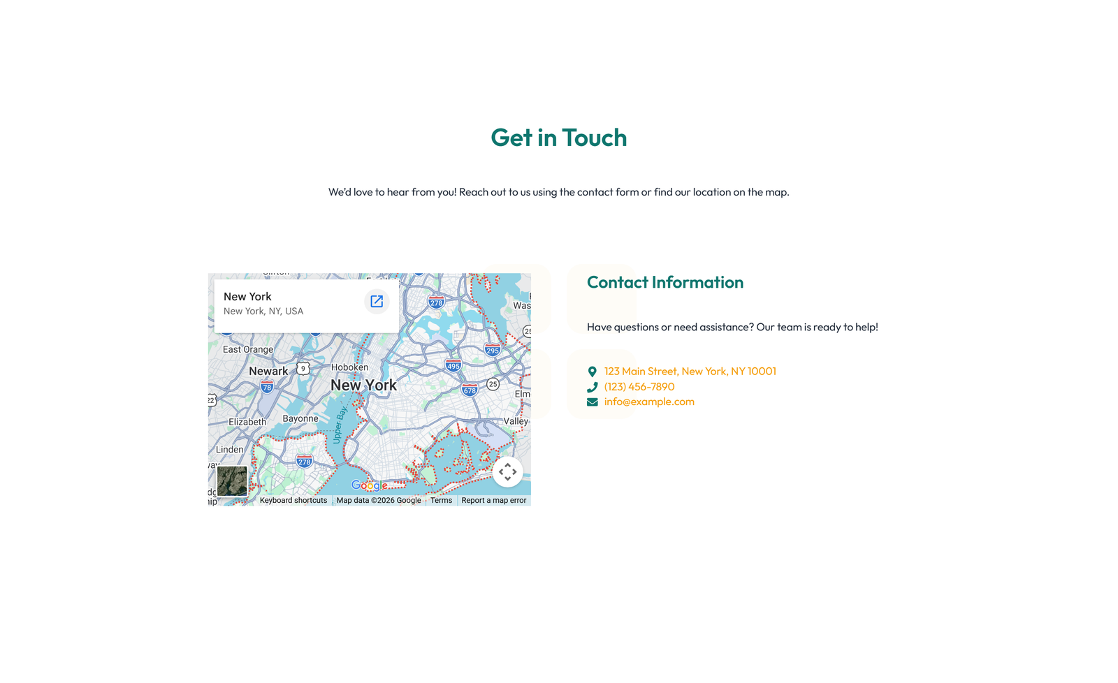 Centered Contact with Form, Info Below 28 - Elementor component