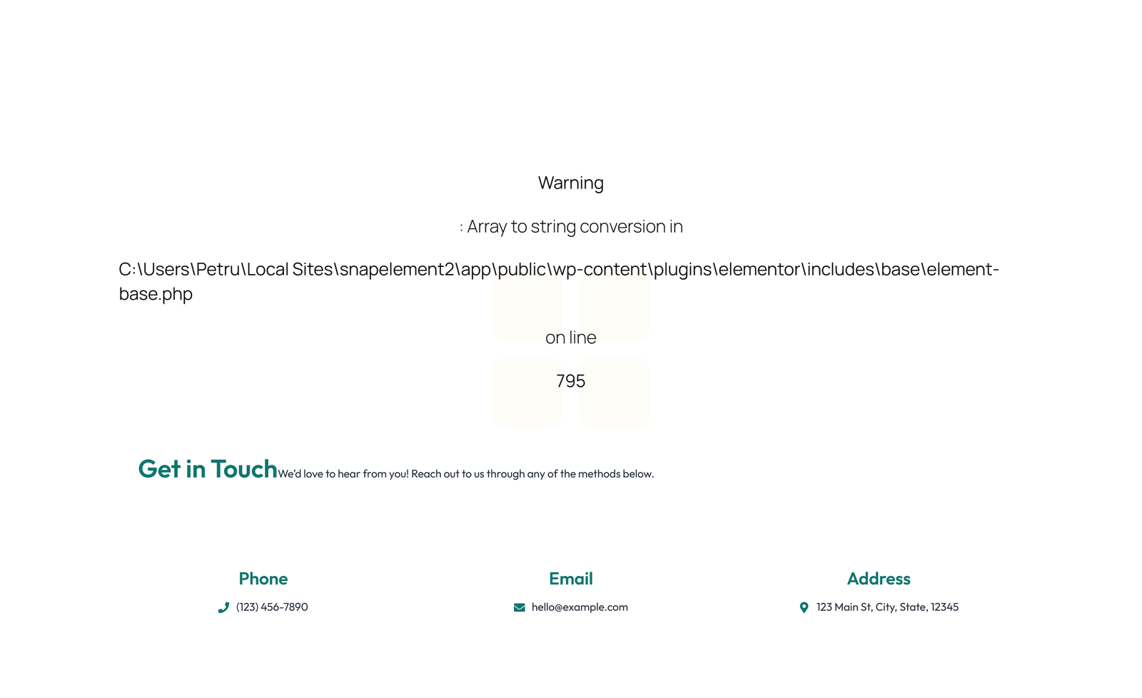 Screenshot of Split Contact with Info Left and Form Right 34 - Elementor Contact Sections component