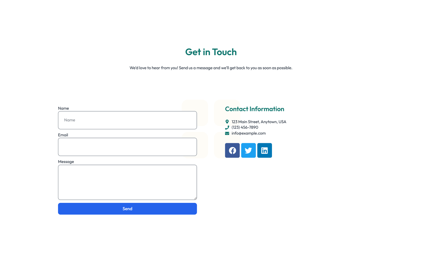 Screenshot of Split Contact with Info and Social Left and Map Right 38 - Elementor Contact Sections component