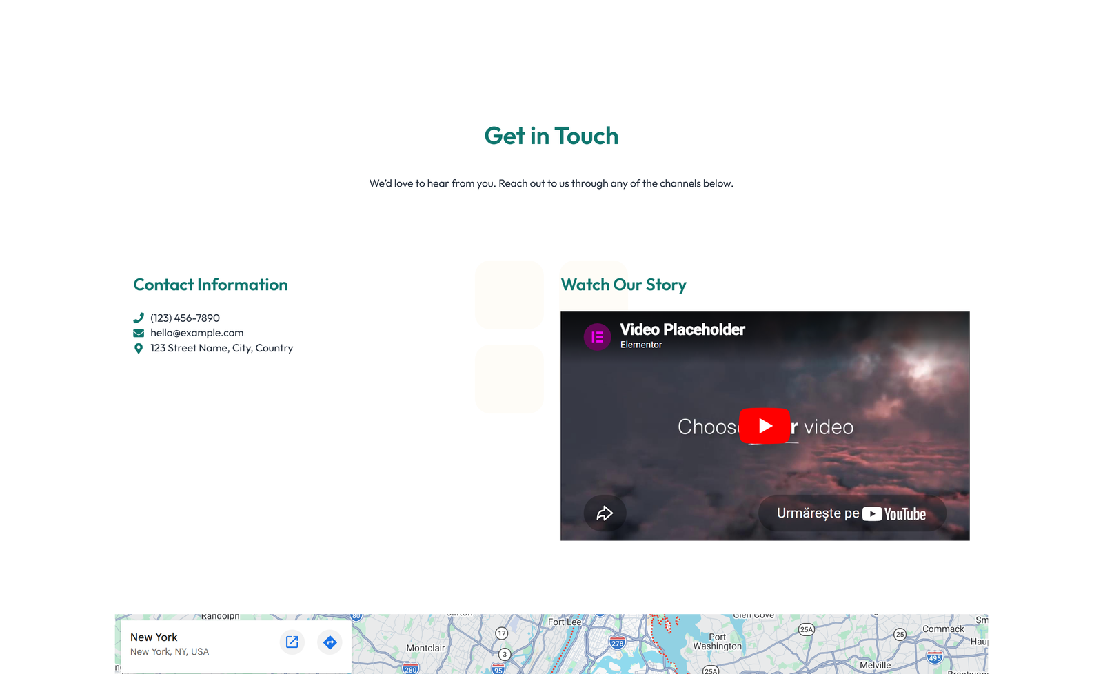 Split Contact with Info Left and Image Right 40 - Elementor component