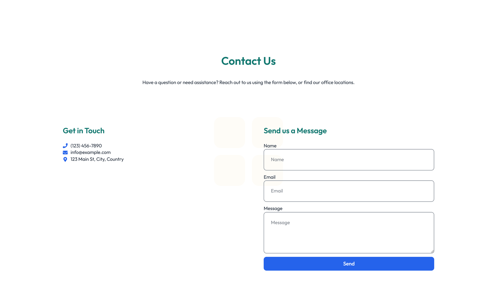 Screenshot of Split Contact with Info Left and Image Right 46 - Elementor Contact Sections component