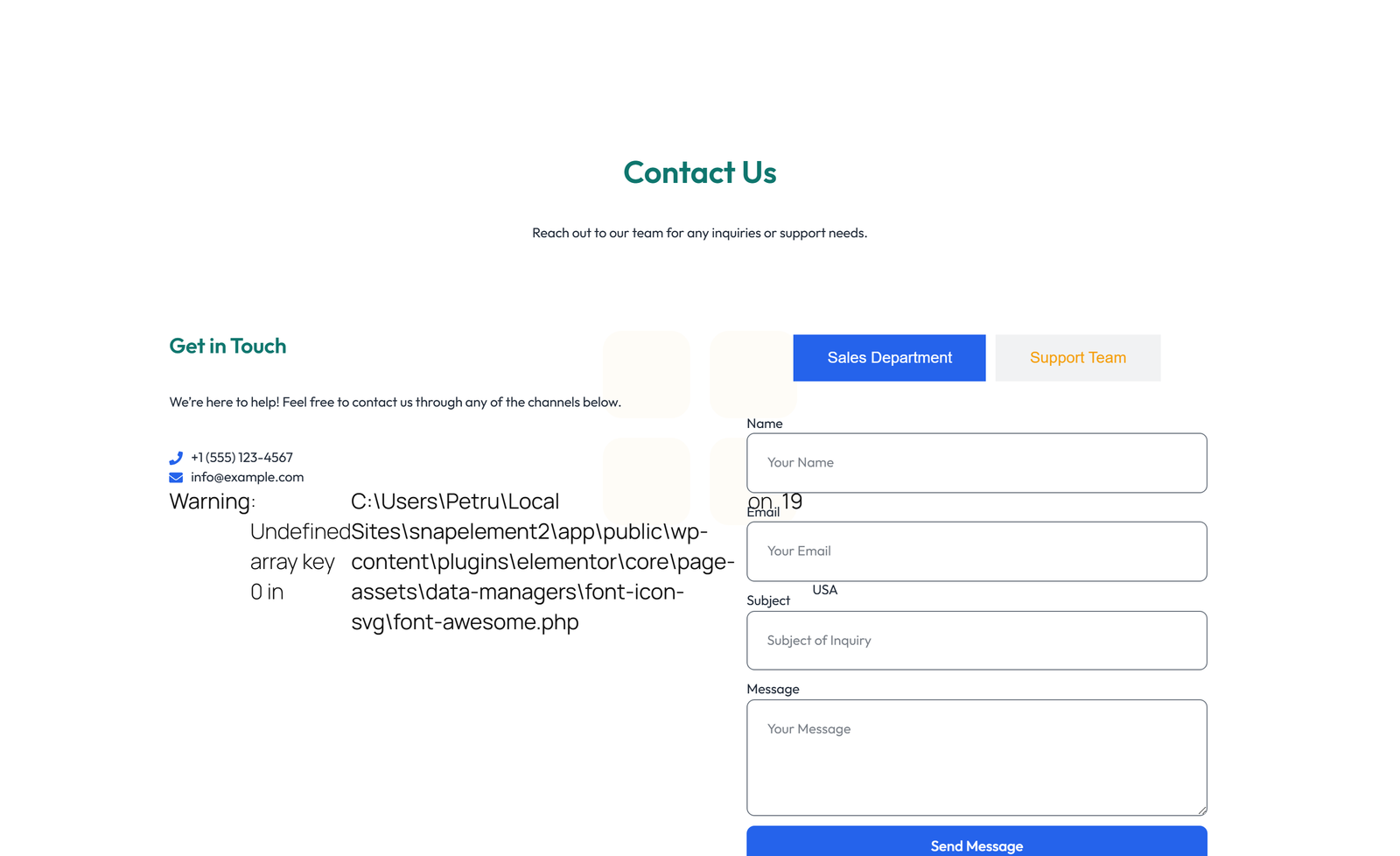 Split Contact with Info Left and Form Right 49 - Elementor component