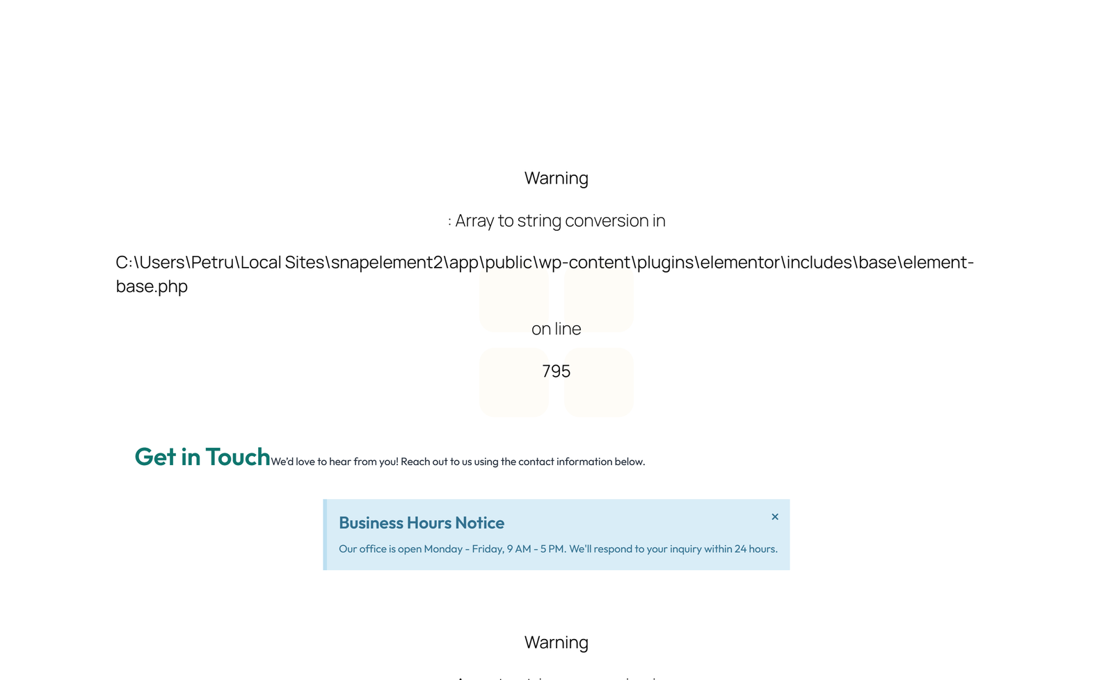 Centered Contact with Form, Info Below 51 - Elementor component