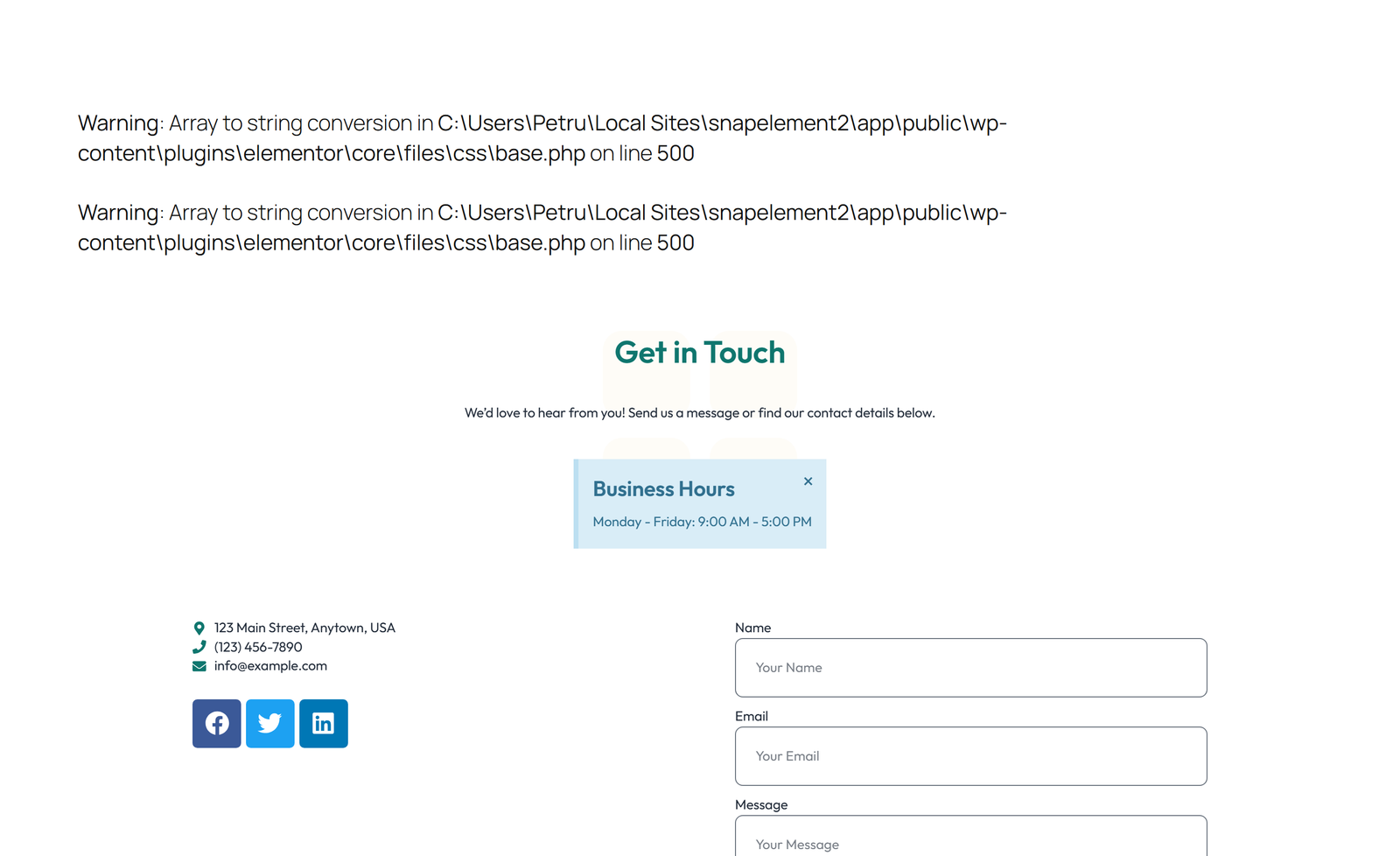 Split Contact with Info Left and Form Right 52 - Elementor component