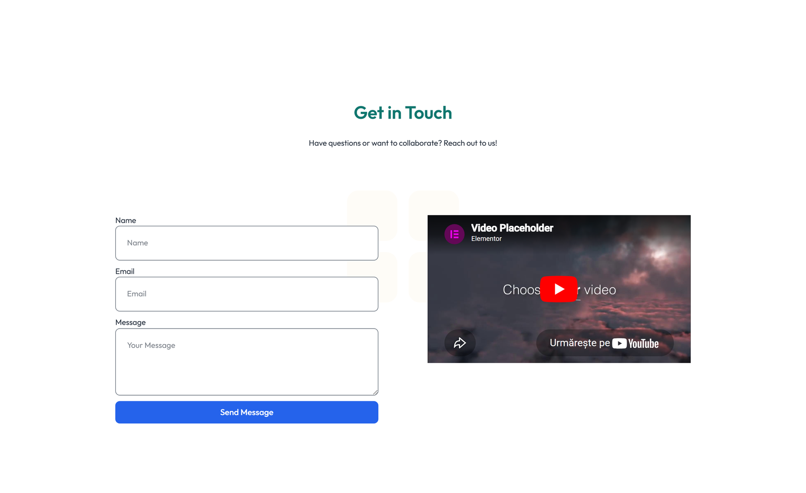 Centered Contact with Form, Info Below 54 - Elementor component