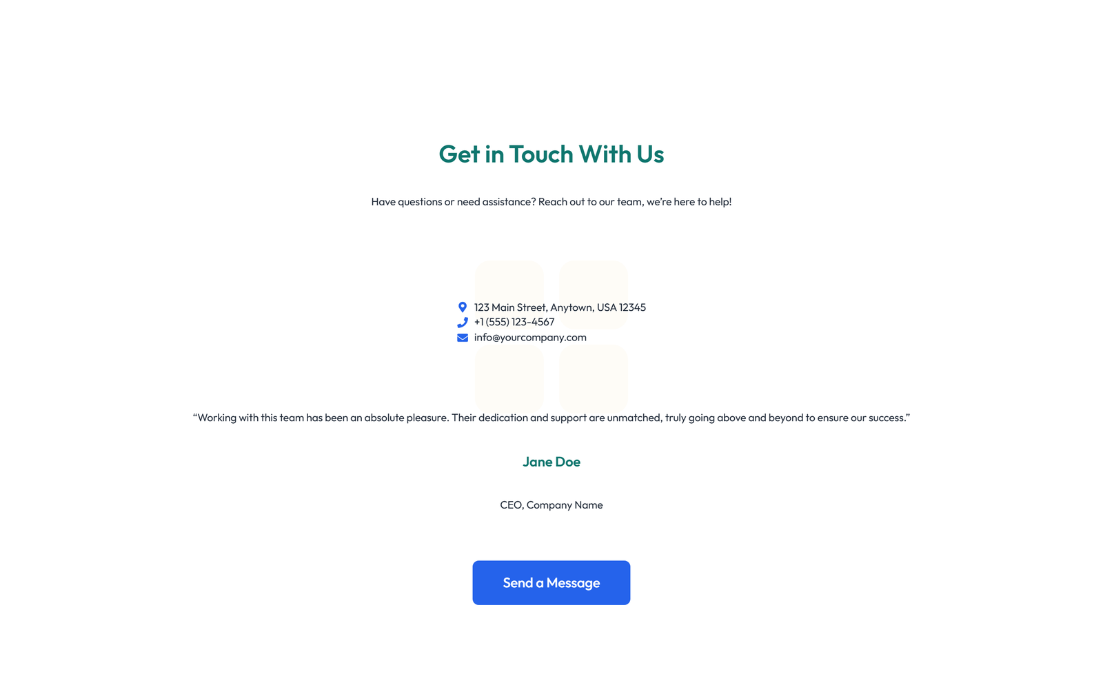 Screenshot of Split Contact with Info Left and Form Right 56 - Elementor Contact Sections component
