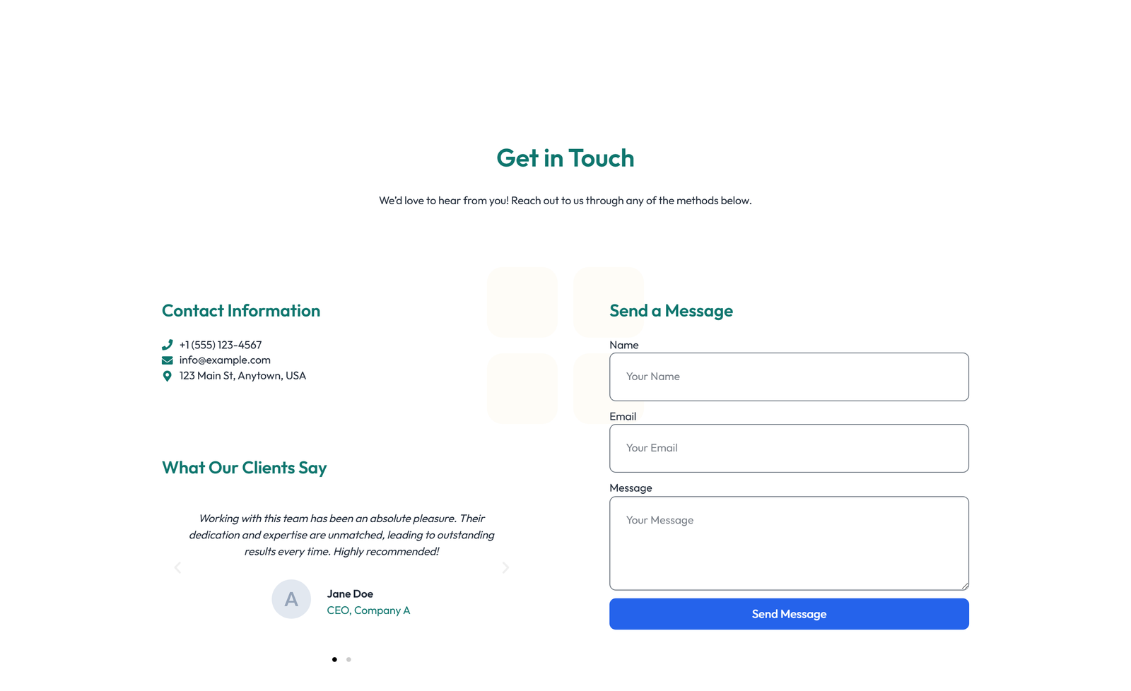 Screenshot of Split Contact with Info and Social Left and Map Right 58 - Elementor Contact Sections component