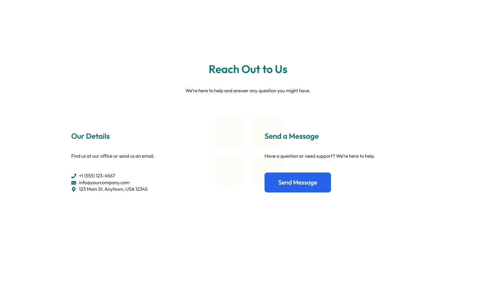Screenshot of Split Contact with Info Left and Image Right 58 - Elementor Contact Sections component