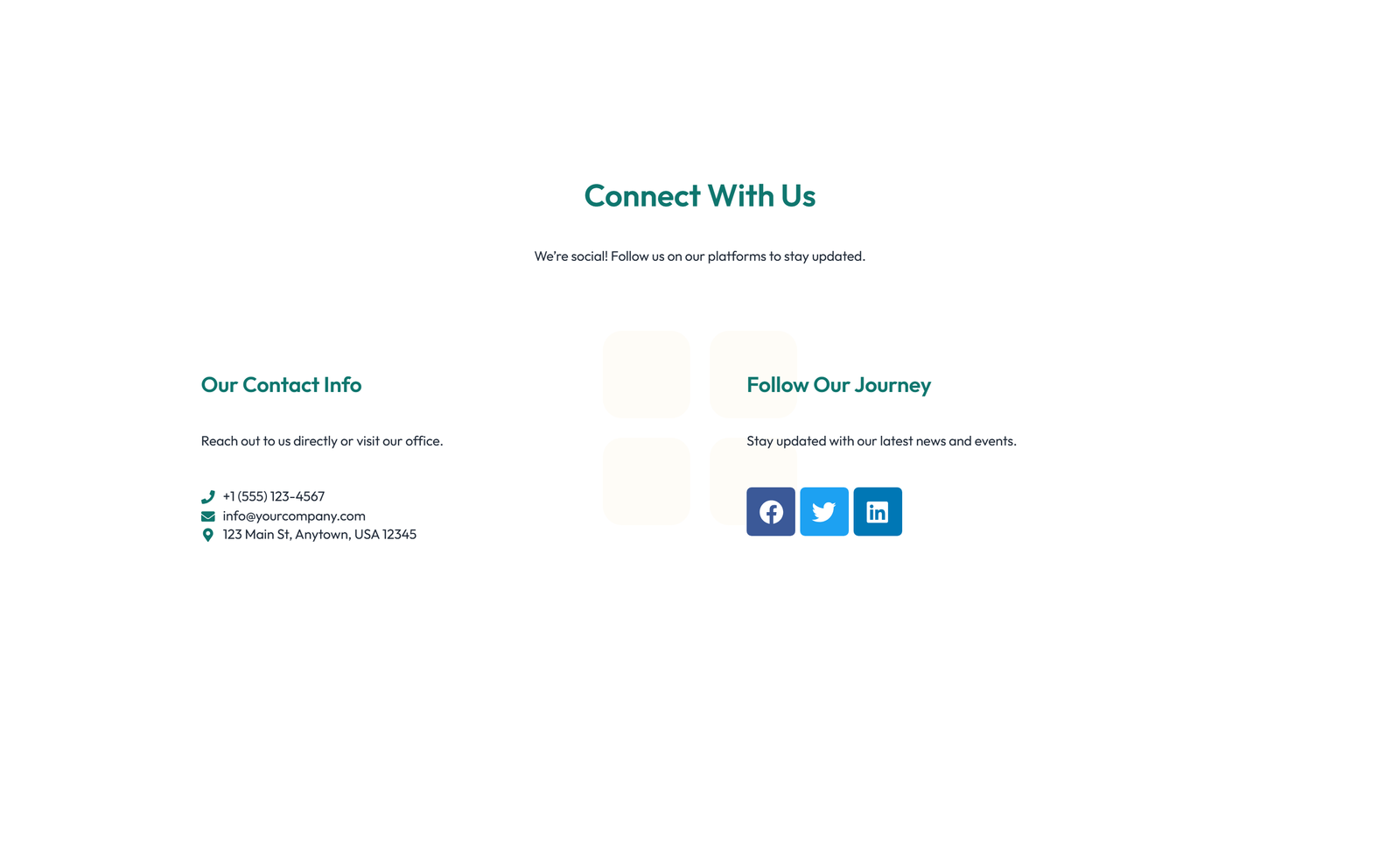 Screenshot of Split Contact with Info and Social Left and Map Right 59 - Elementor Contact Sections component