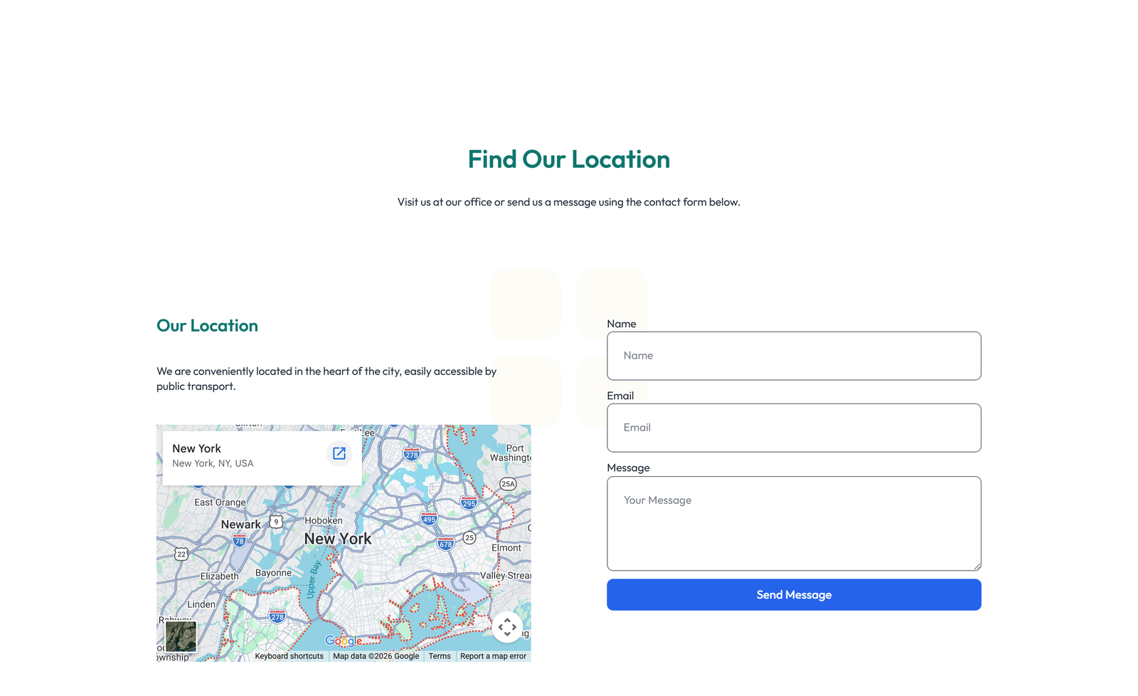 Centered Contact with Form, Info Below 59 - Elementor component