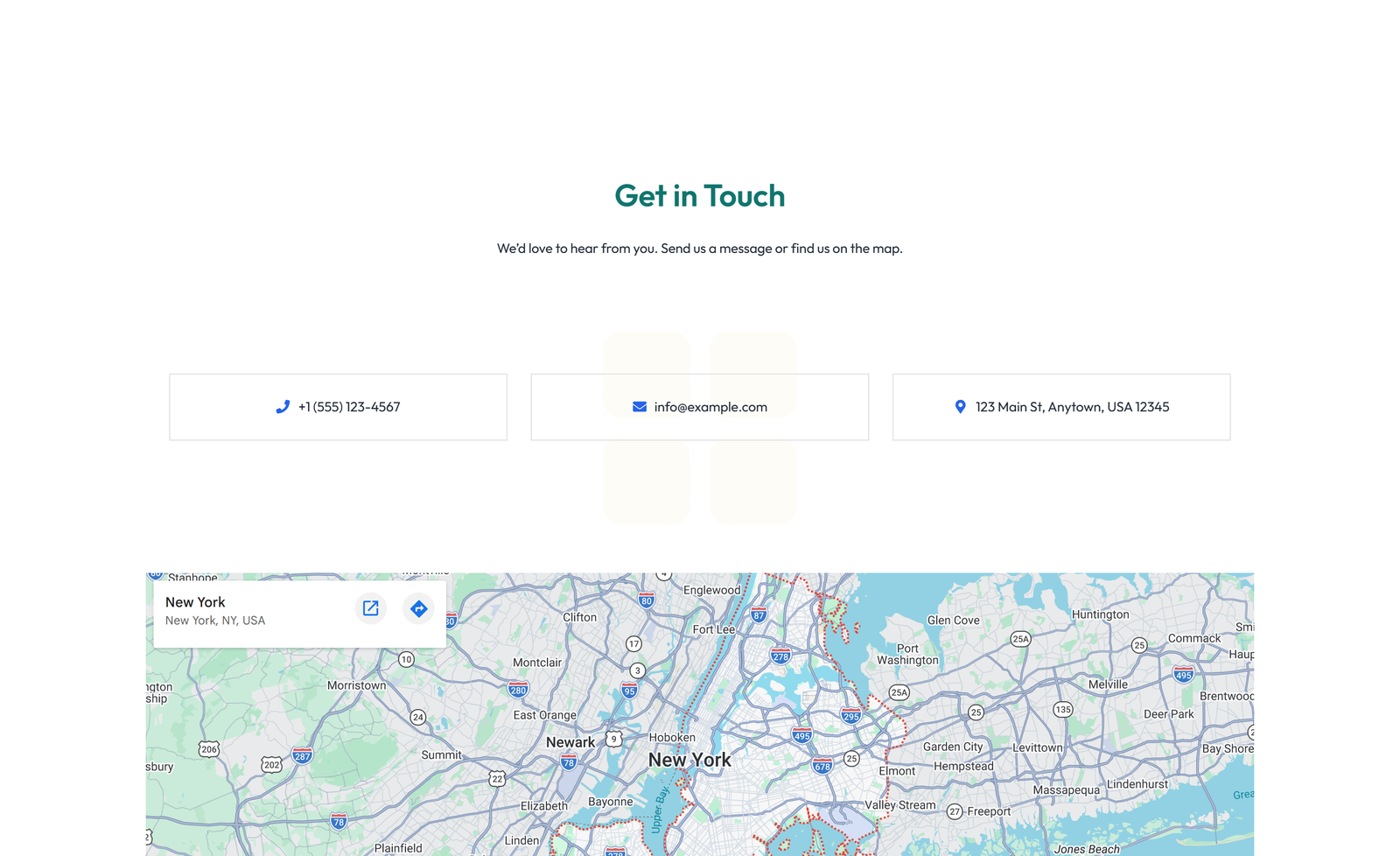 Centered Contact with Form, Info Below 63 - Elementor component