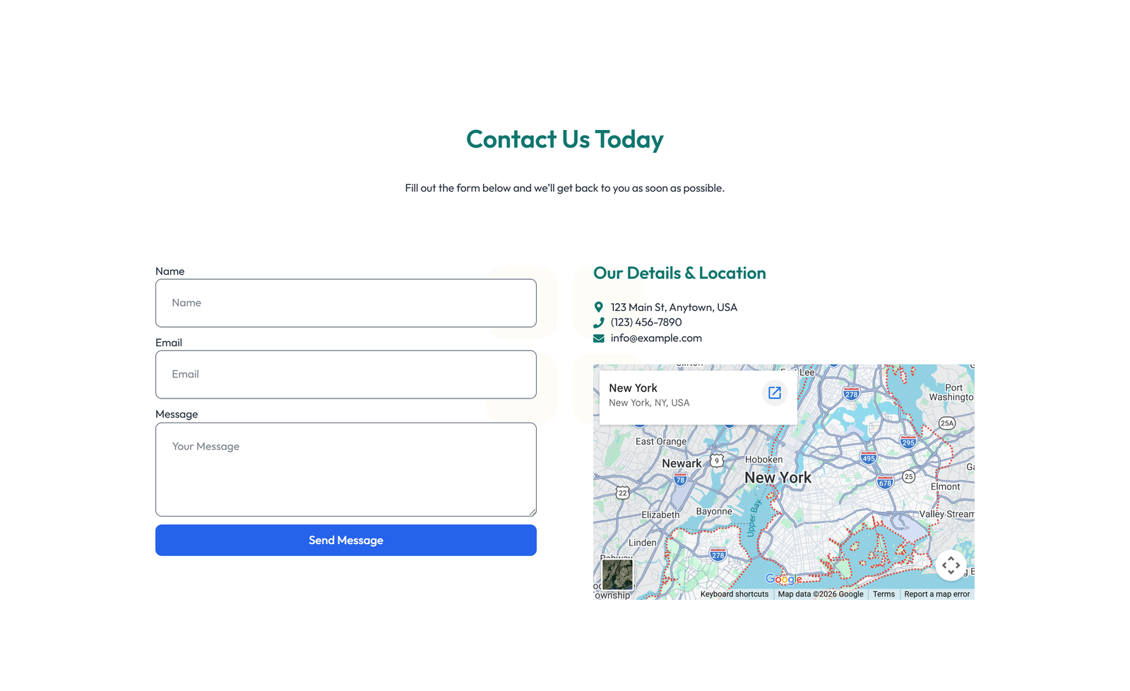 Split Contact with Info Left and Form Right 64 - Elementor component