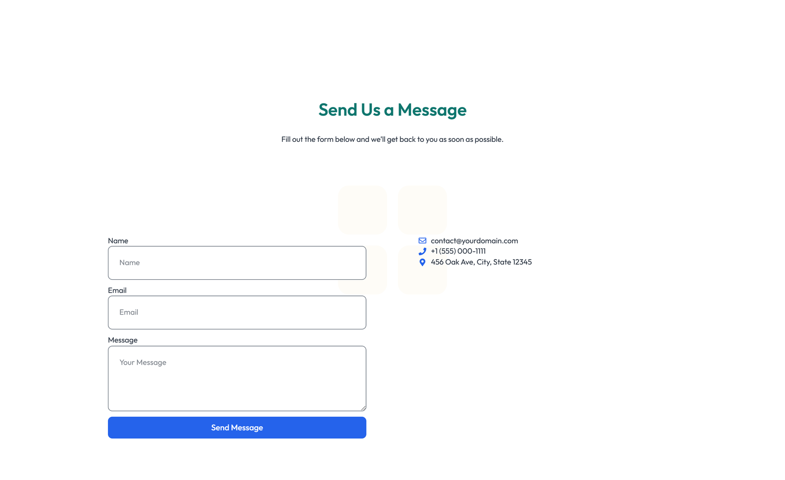 Screenshot of Split Contact with Info Left and Image Right 71 - Elementor Contact Sections component