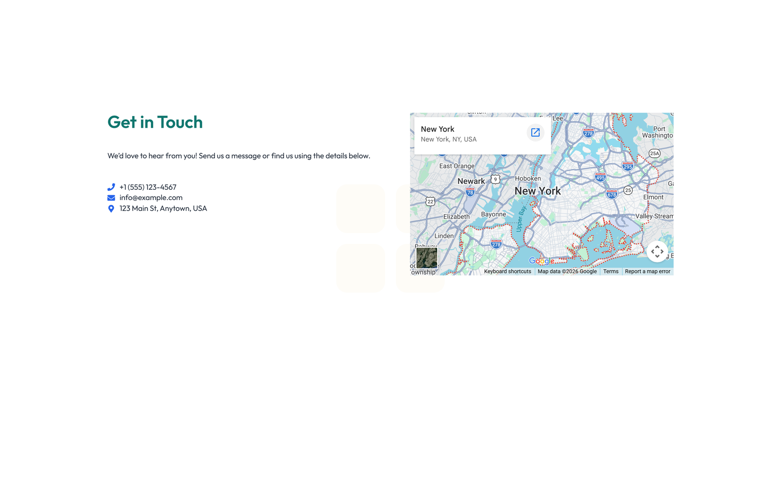 Split Contact with Info Left and Image Right 76 - Elementor component