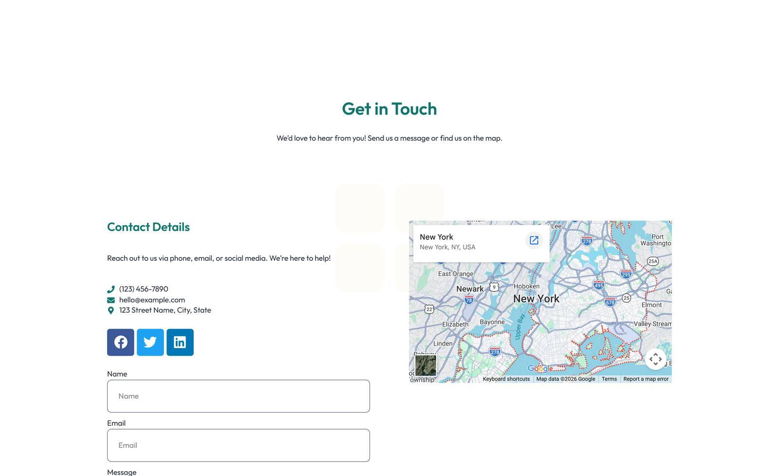 Split Contact with Info Left and Form Right 77 - Elementor component