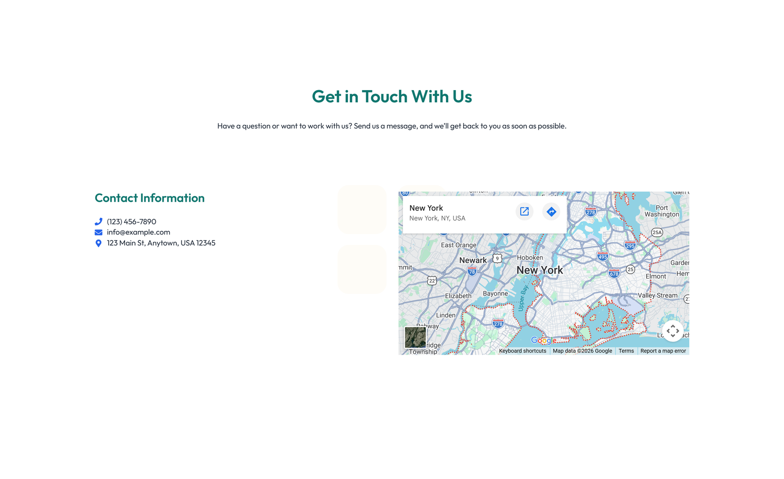 Split Contact with Info Left and Form Right 78 - Elementor component