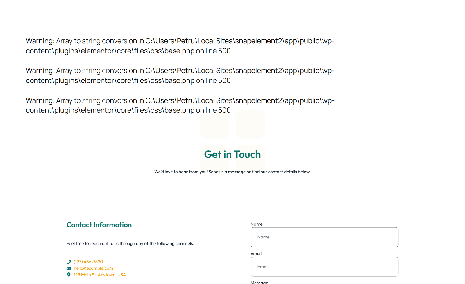 Split Contact with Info Left and Form Right 79 - Elementor component