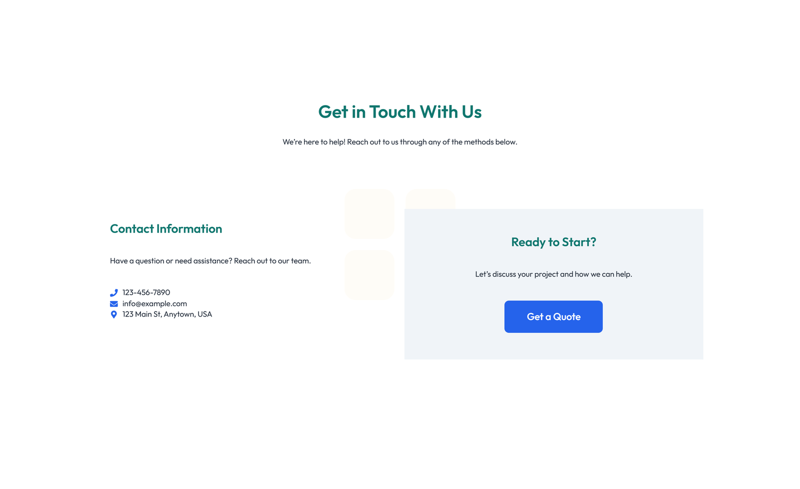 Screenshot of Split Contact with Info Left and Image Right 83 - Elementor Contact Sections component