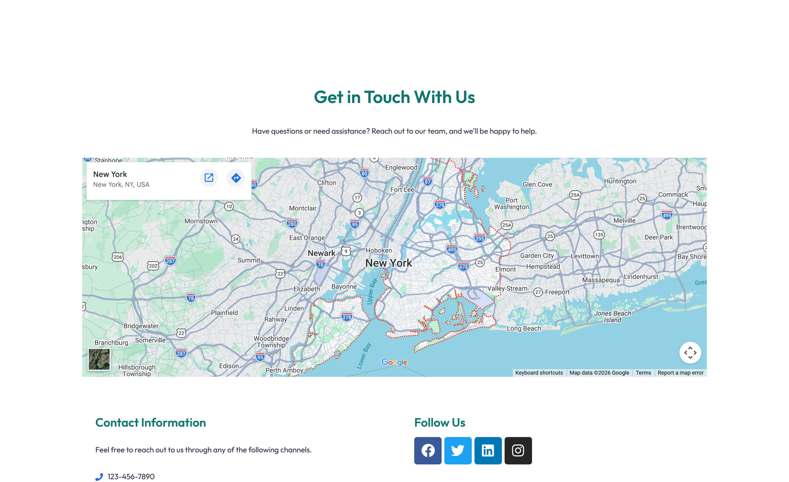 Centered Contact with Form, Info Below 86 - Elementor component