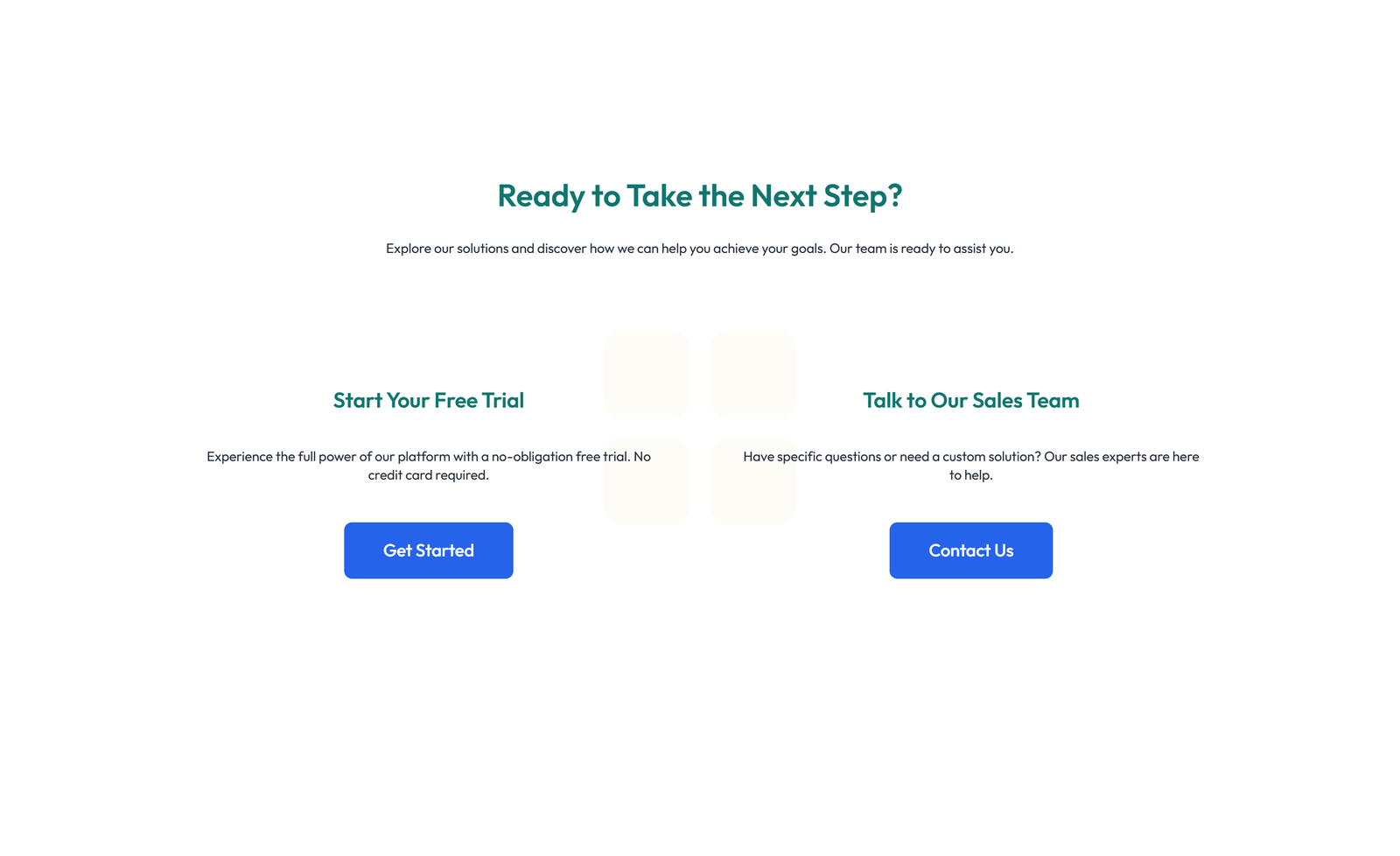Screenshot of Centered Call to Action with Heading, Subtitle, CTA, Note 22 - Elementor CTA Sections component