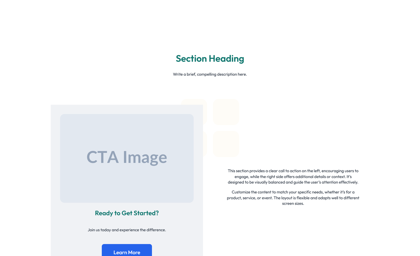 Split Call to Action with Text and Benefits List and 47 - Elementor component