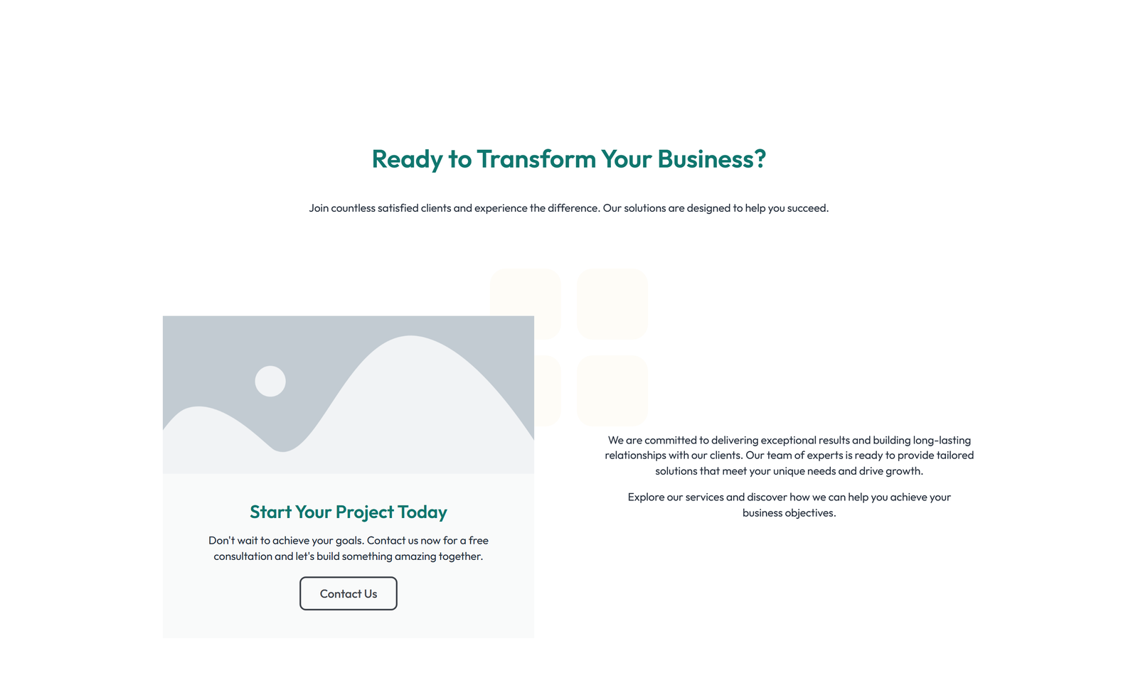 Split Call to Action with Text Left and Image Right 48 - Elementor component