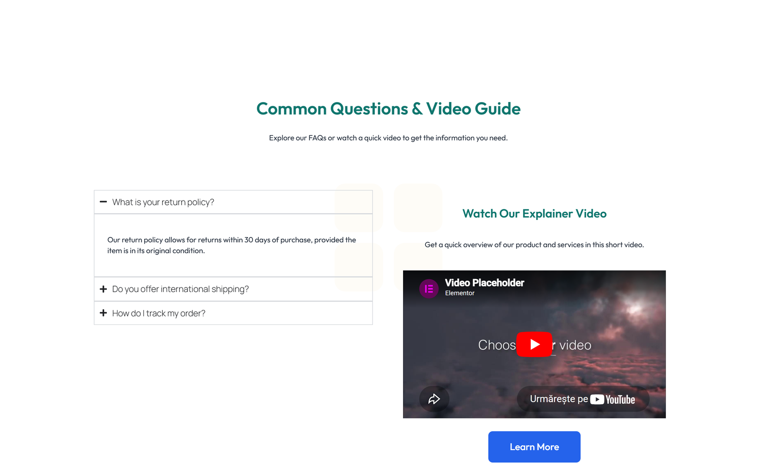Centered FAQ with Accordion with Heading 12 - Elementor component