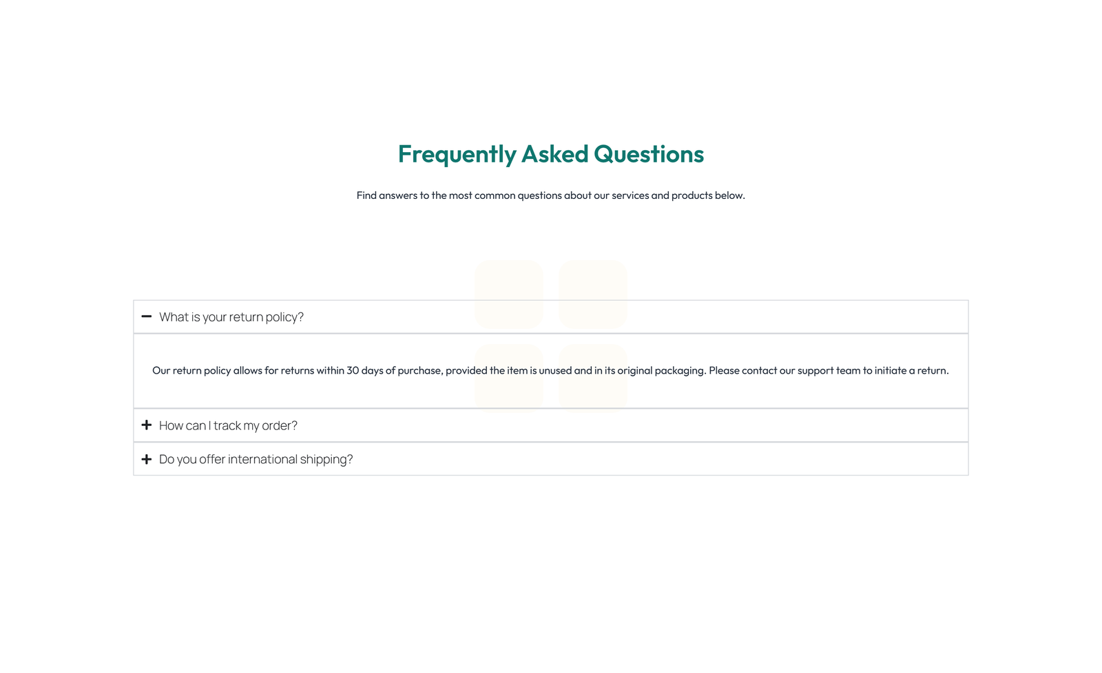 Screenshot of Split FAQ with Text and CTA Left and Accordion Right 20 - Elementor FAQ Sections component