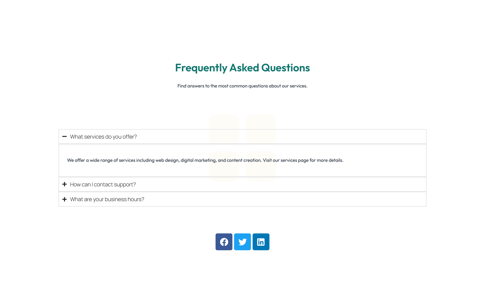 Screenshot of Split FAQ with Text and CTA Left and Accordion Right 61 - Elementor FAQ Sections component