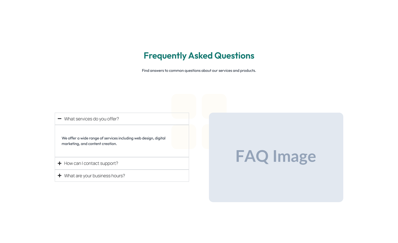 Split FAQ with Text and CTA Left and Accordion Right 65 - Elementor component
