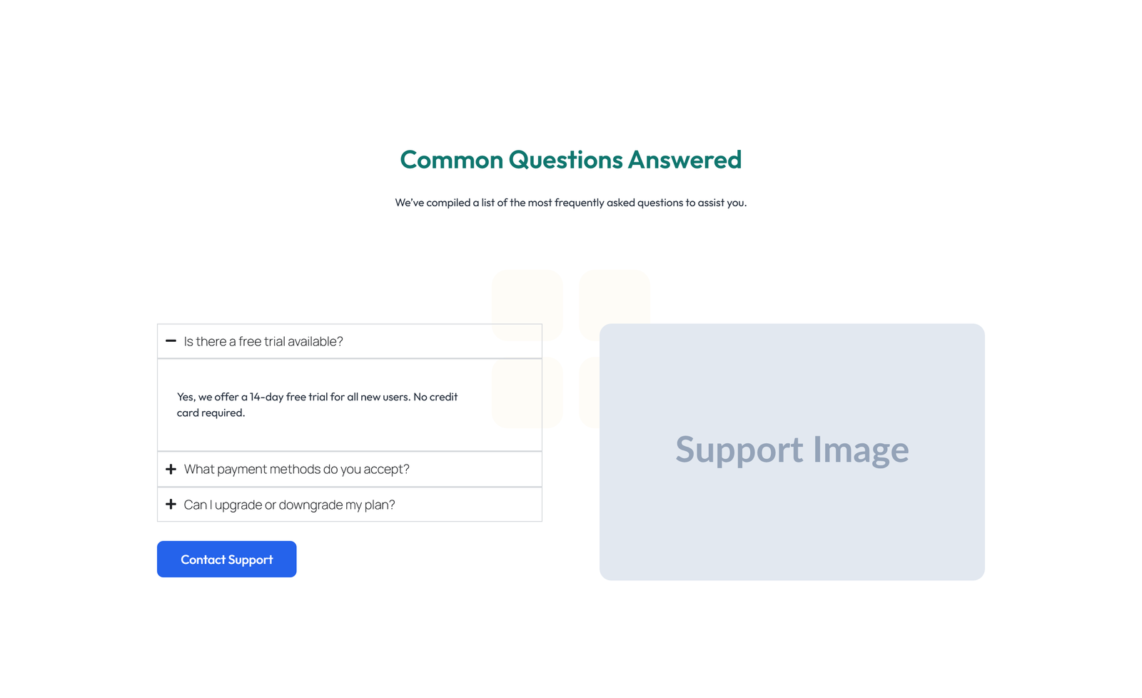 Centered FAQ with Accordion, Follow-up CTA 65 - Elementor component