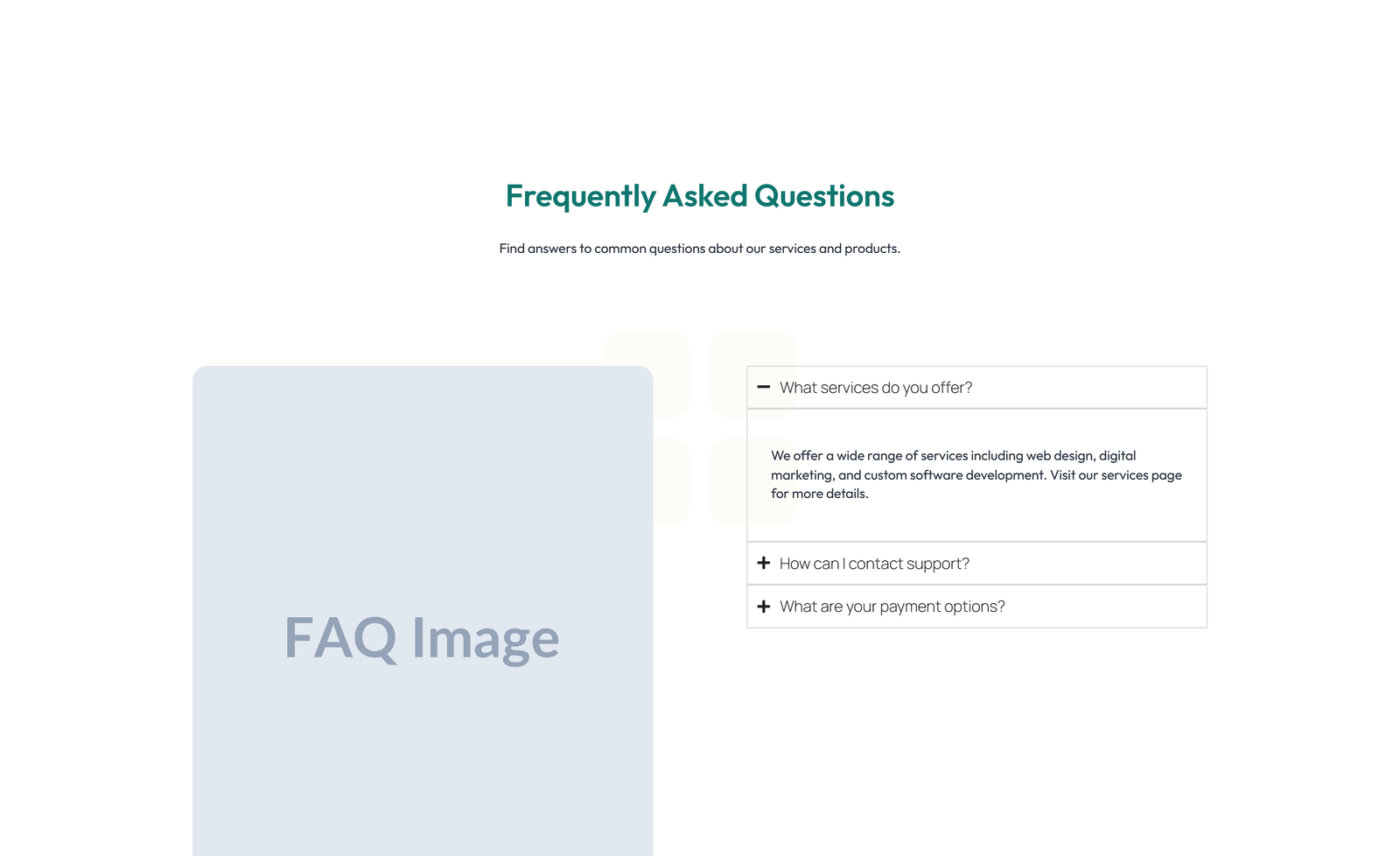 Split FAQ with Text and CTA Left and Accordion Right 94 - Elementor component