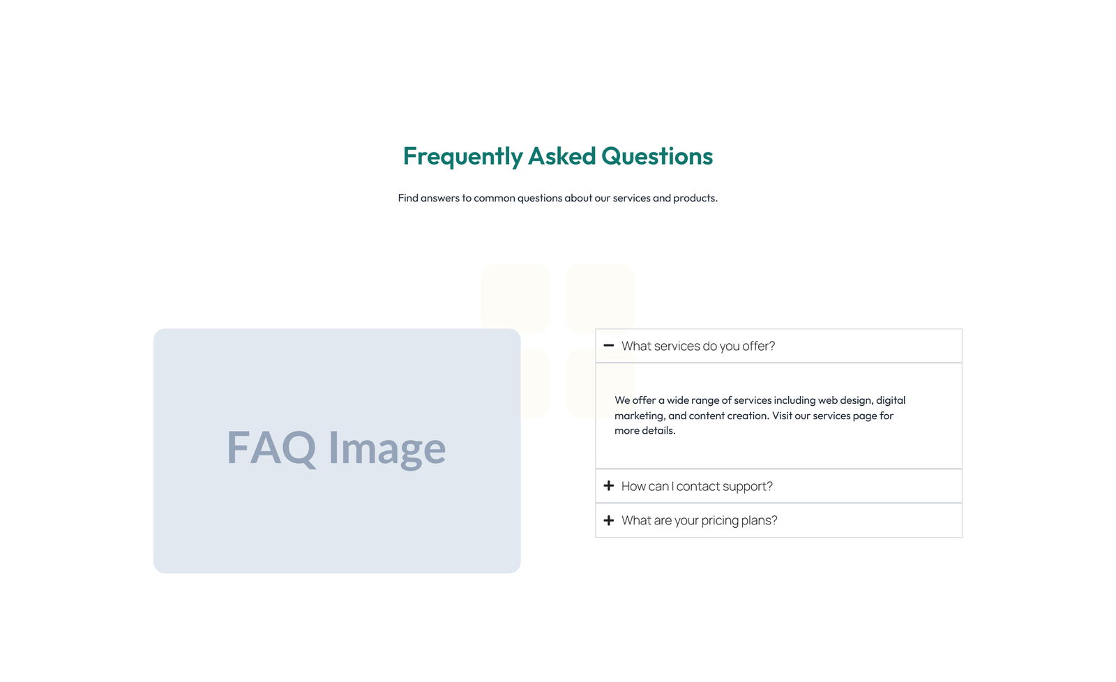 Split FAQ with Text and CTA Left and Accordion Right 95 - Elementor component